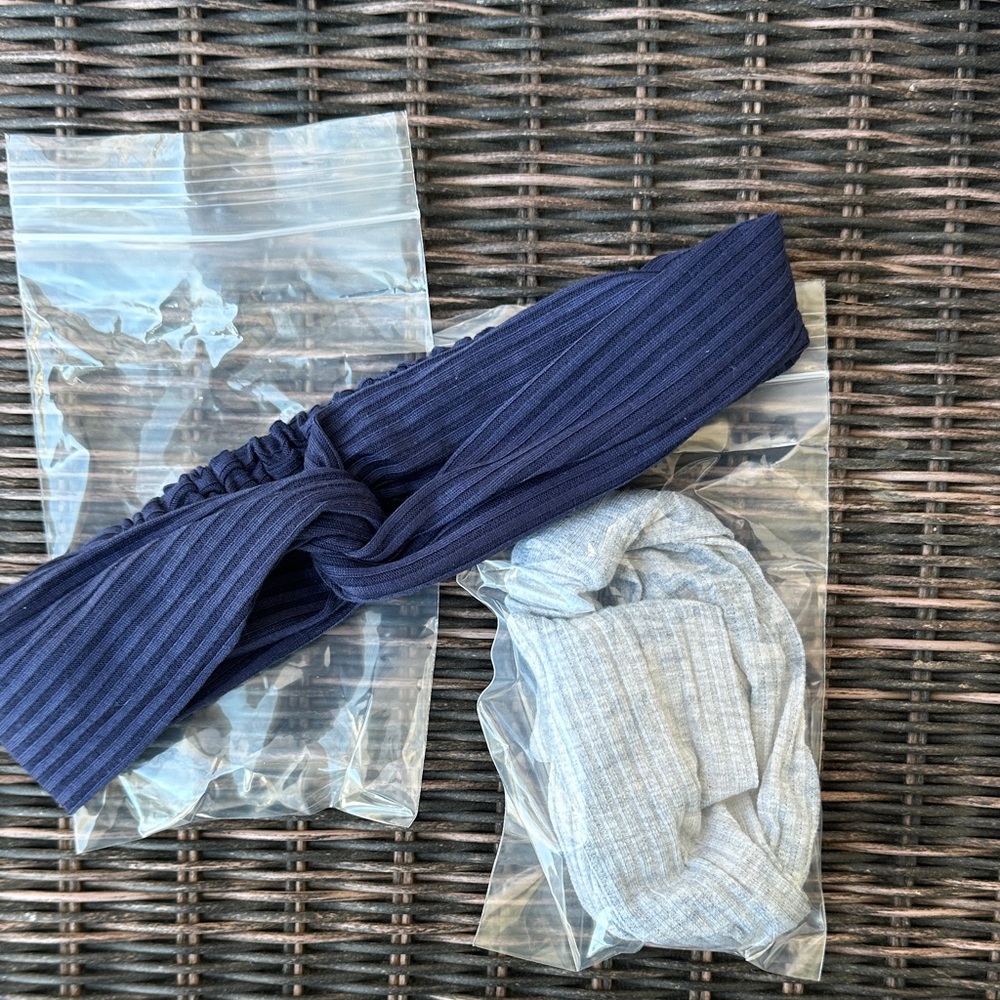 Set of 2 Navy and Light Gray Headbands